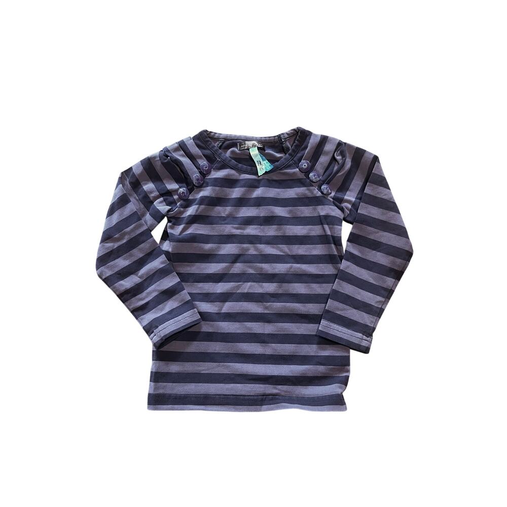 Matilda Jane Striped Long Sleeve Top Purple Gray Button Shoulder Toddler | 12M